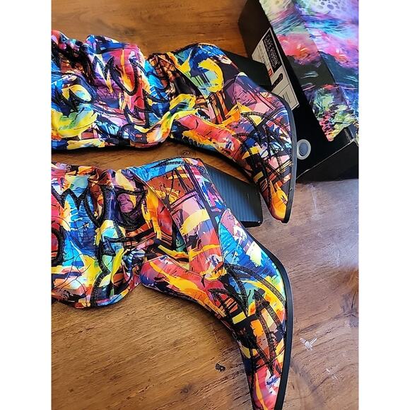 Cape Robbin Kelsey Western Slouch Thigh High Cowboy Boot Women's Sz 11 Colorful - Picture 7 of 15